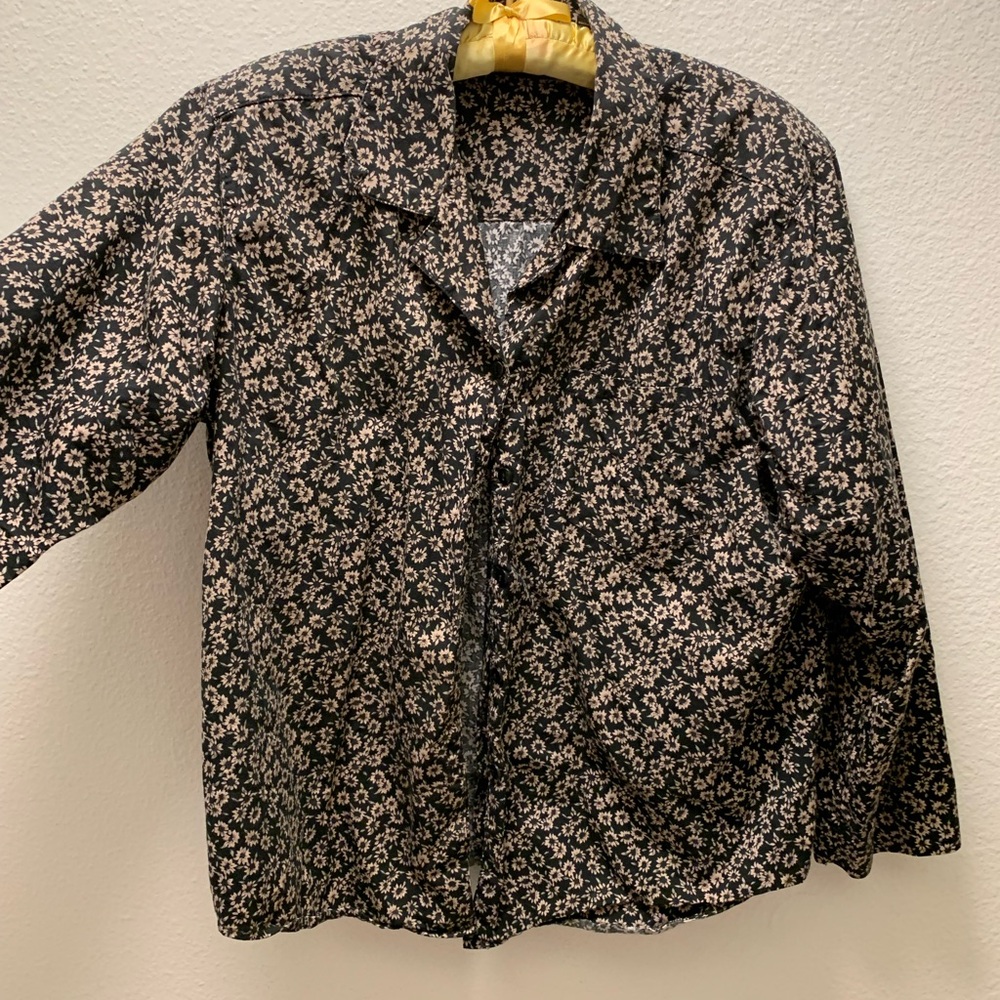 Black and White Button Down Shirt with Long Sleeves